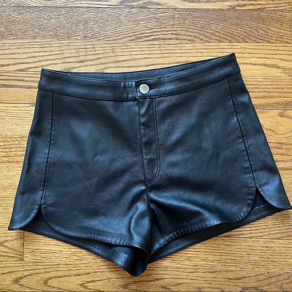 H&M Pants - H&M faux leather high waisted shorts size 6